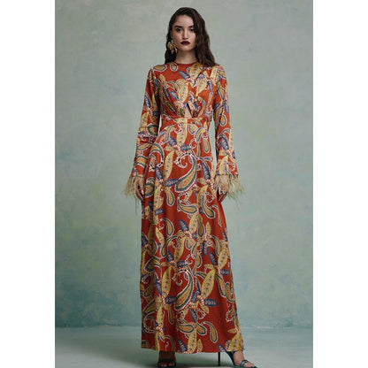 ZABELLA Maroon Sunset Safari Cutout Dress