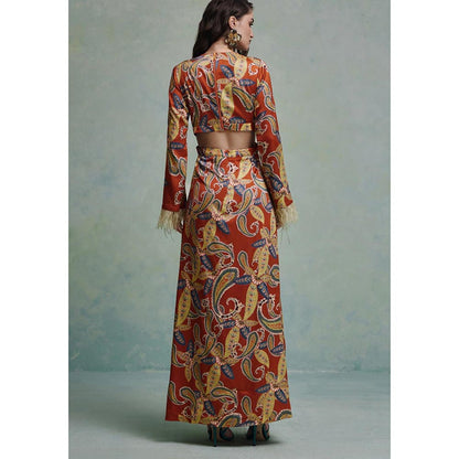 ZABELLA Maroon Sunset Safari Cutout Dress