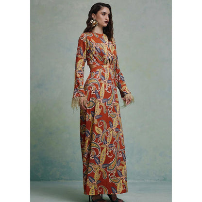 ZABELLA Maroon Sunset Safari Cutout Dress