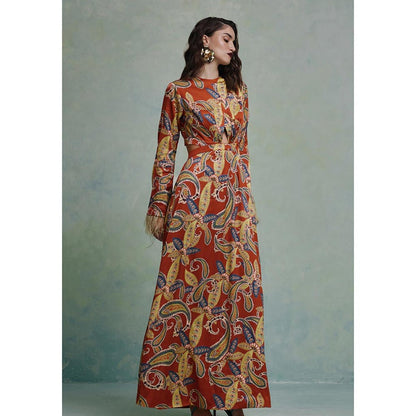 ZABELLA Maroon Sunset Safari Cutout Dress