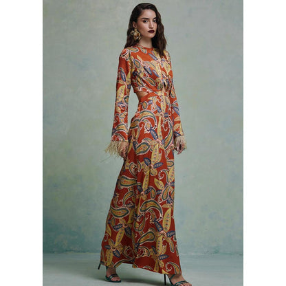 ZABELLA Maroon Sunset Safari Cutout Dress