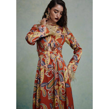ZABELLA Maroon Sunset Safari Cutout Dress