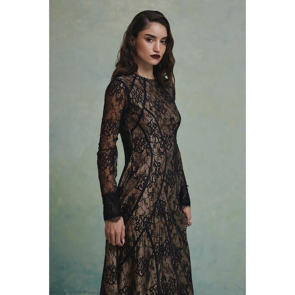 ZABELLA Black Empress Lace Gown