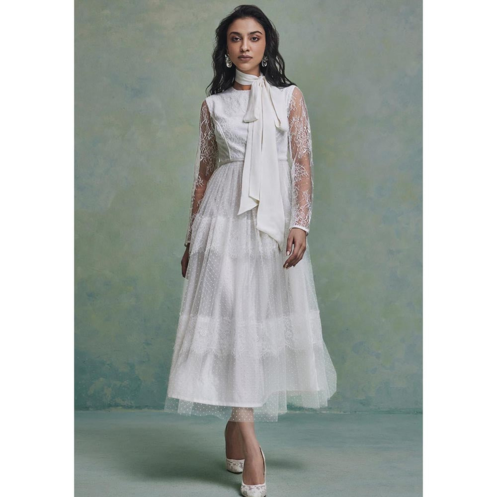 ZABELLA White Oasis Midi with Scarf