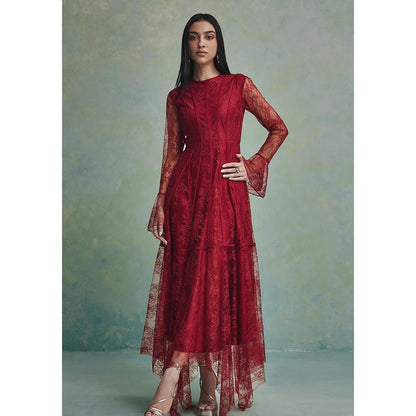 ZABELLA Red Elysia Lace Gown