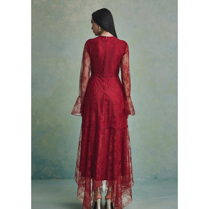 ZABELLA Red Elysia Lace Gown