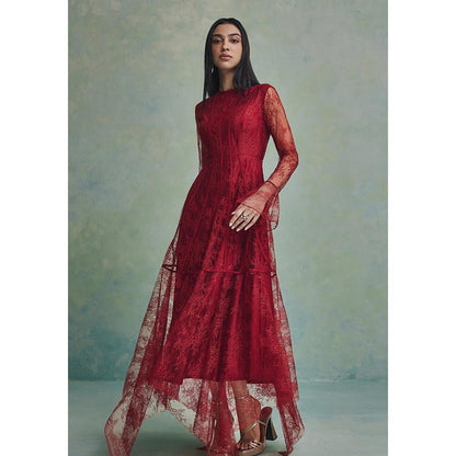 ZABELLA Red Elysia Lace Gown