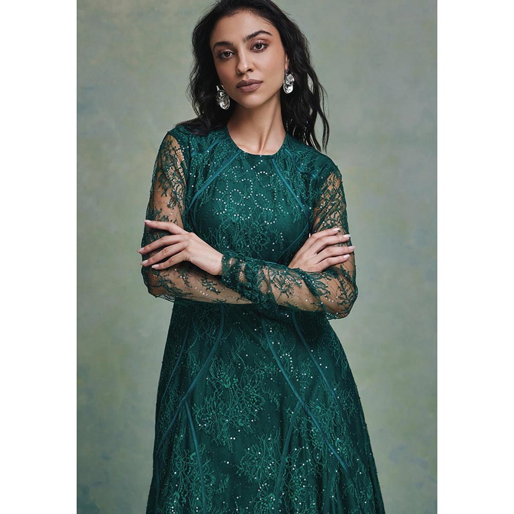 ZABELLA Green Taria Lace Maxi Dress