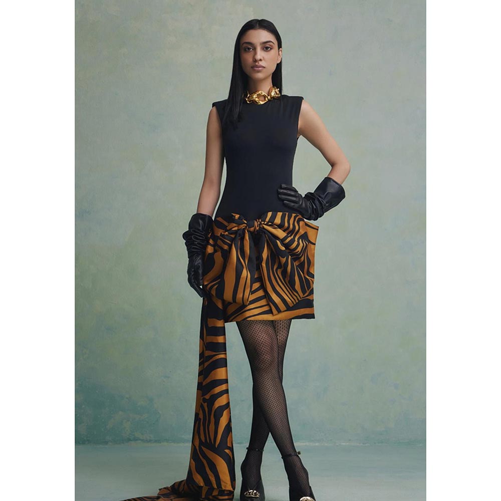 ZABELLA Black Zebra Epoque Mini Dress