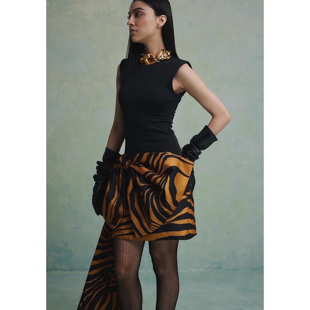ZABELLA Black Zebra Epoque Mini Dress