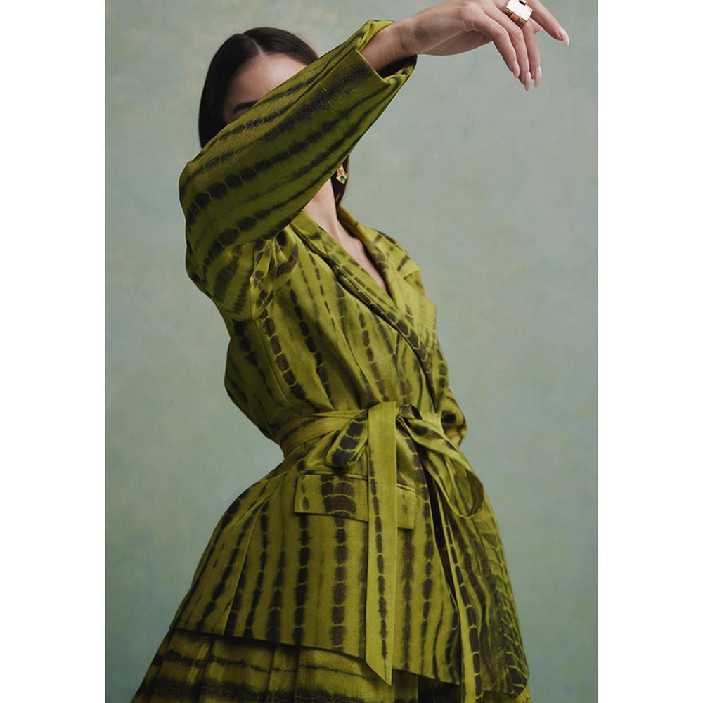 ZABELLA Green Monarch Dunes Gown with Blazer