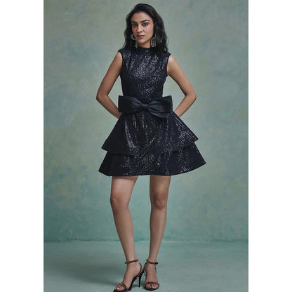 ZABELLA Black Sara Structured Mini Dress
