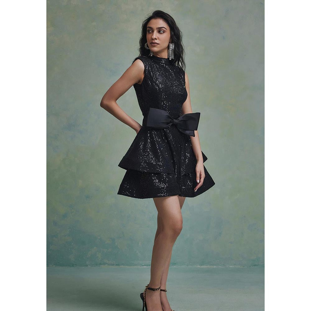 ZABELLA Black Sara Structured Mini Dress