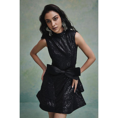 ZABELLA Black Sara Structured Mini Dress