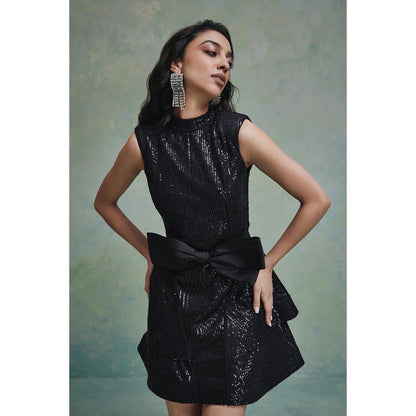 ZABELLA Black Sara Structured Mini Dress