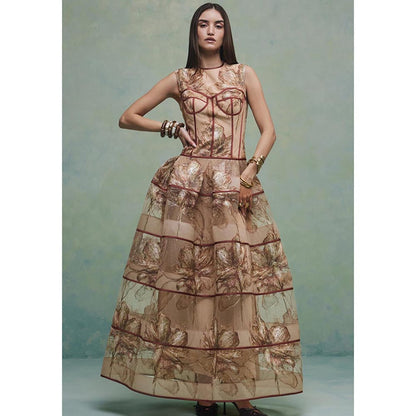 ZABELLA Brown Paradise Lace Gown