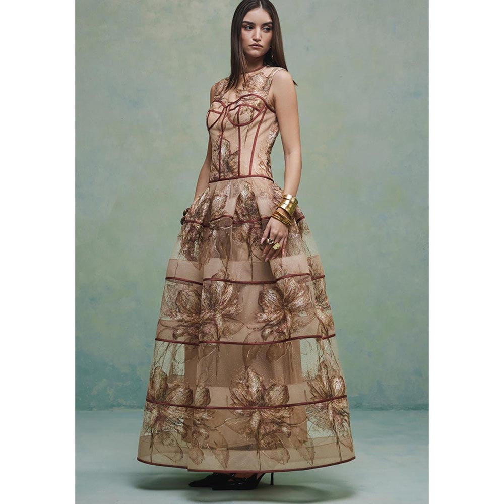 ZABELLA Brown Paradise Lace Gown