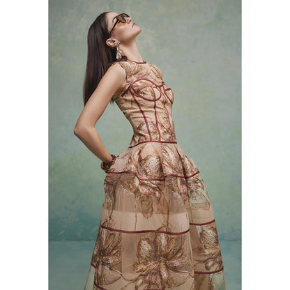 ZABELLA Brown Paradise Lace Gown