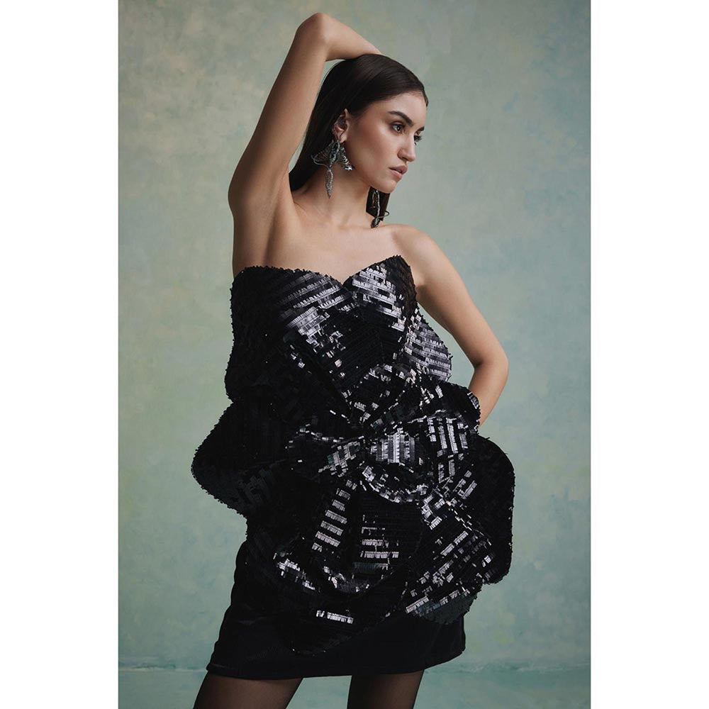 ZABELLA Black Dune Rose Mini Dress