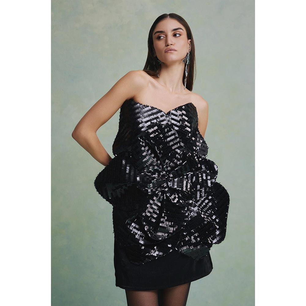 ZABELLA Black Dune Rose Mini Dress