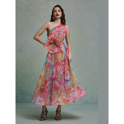ZABELLA Multi-Colour Amour Organza One Shoulder Dress