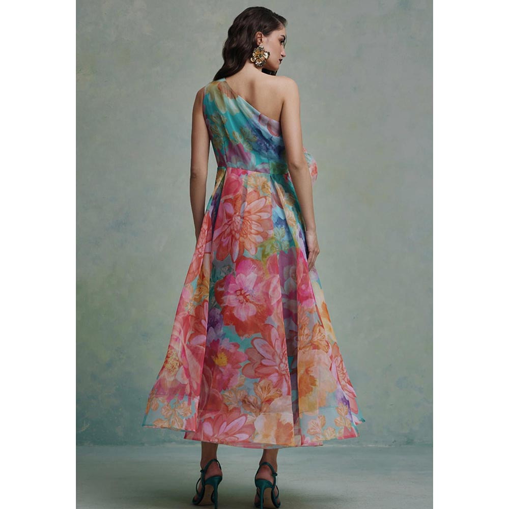 ZABELLA Multi-Colour Amour Organza One Shoulder Dress