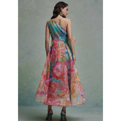 ZABELLA Multi-Colour Amour Organza One Shoulder Dress