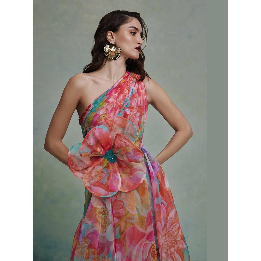 ZABELLA Multi-Colour Amour Organza One Shoulder Dress