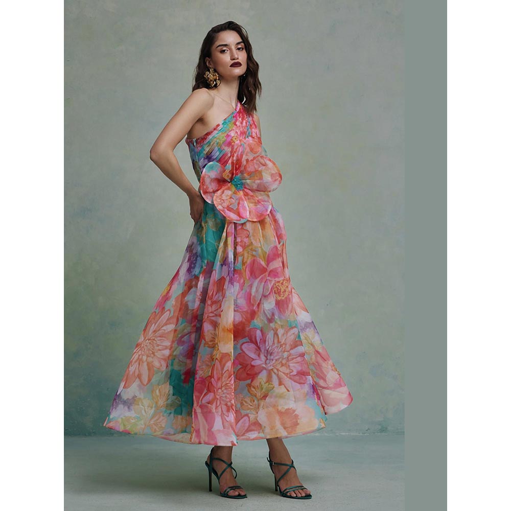 ZABELLA Multi-Colour Amour Organza One Shoulder Dress