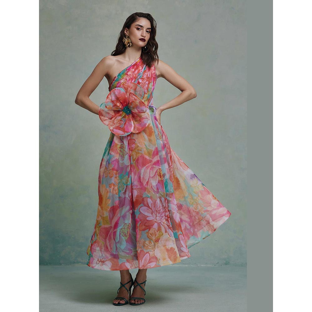 ZABELLA Multi-Colour Amour Organza One Shoulder Dress