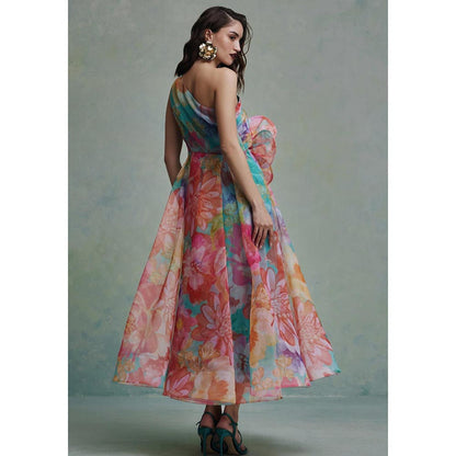 ZABELLA Multi-Colour Amour Organza One Shoulder Dress