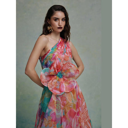 ZABELLA Multi-Colour Amour Organza One Shoulder Dress