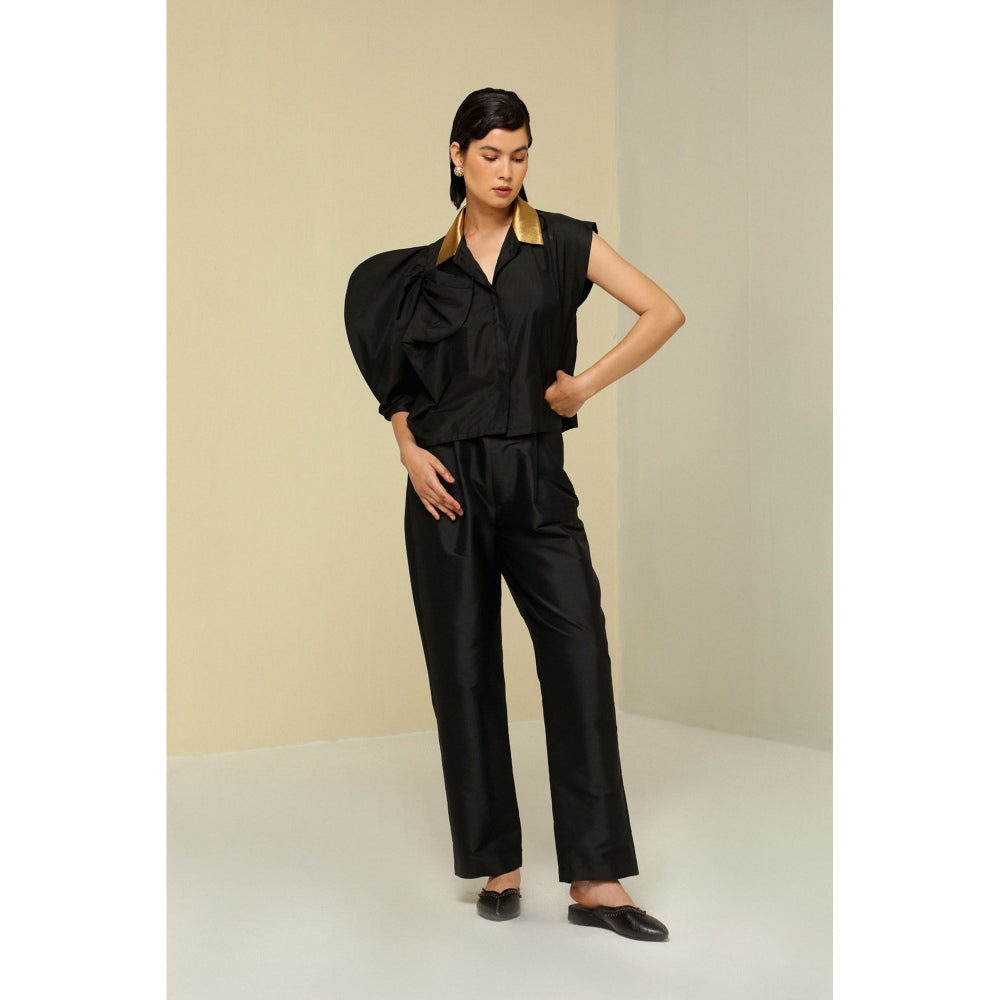 Zaitra Black Bow Top