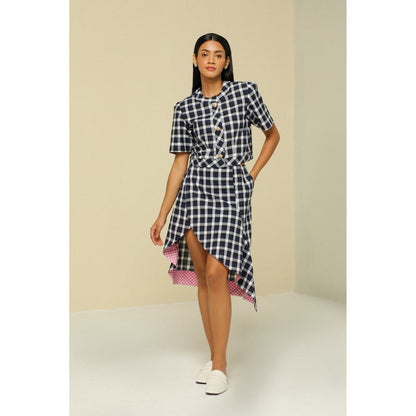 Zaitra Blue & White Check Top