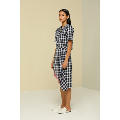 Zaitra Blue & White Check Top