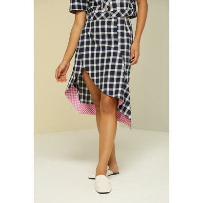 Zaitra Blue & White Check Top