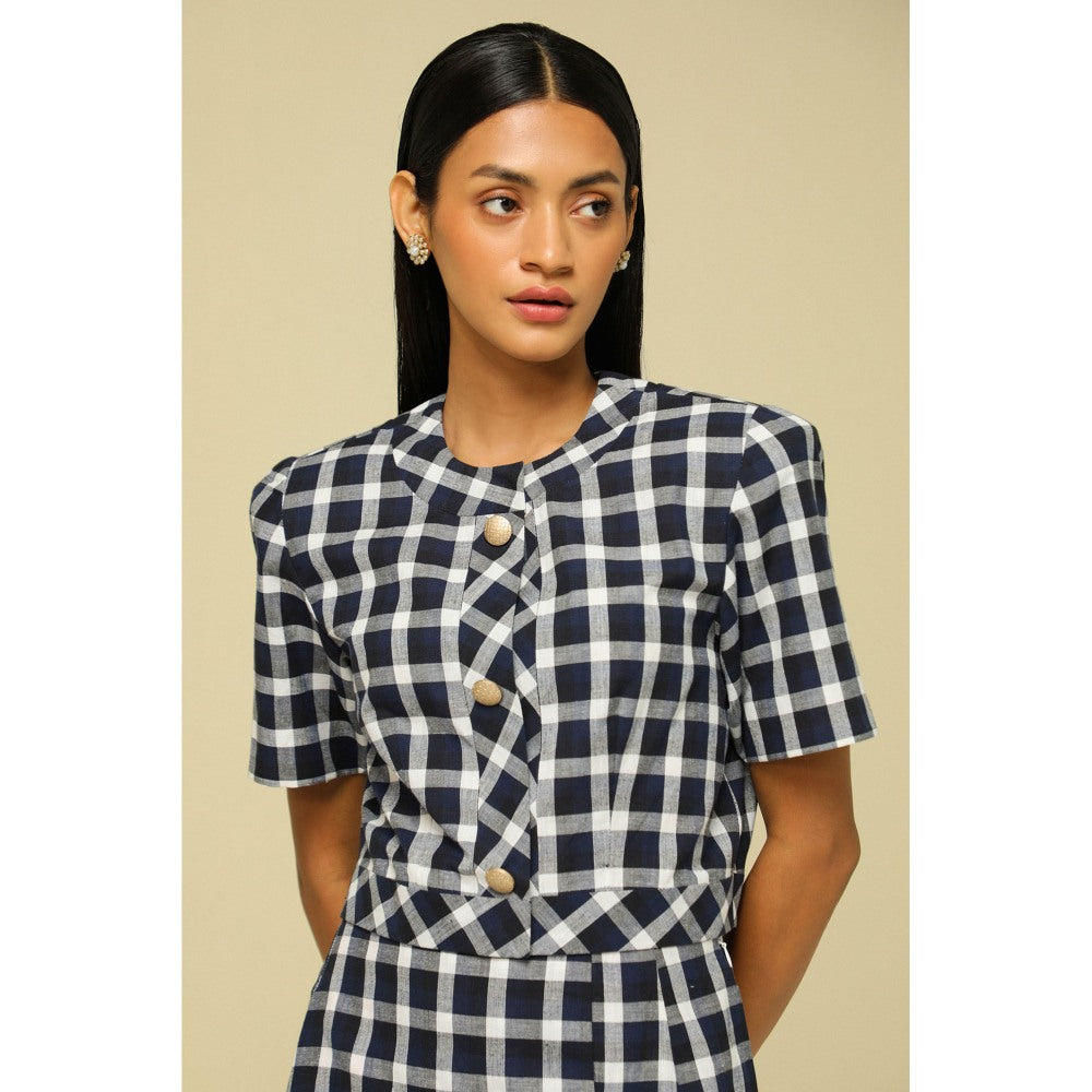 Zaitra Blue & White Check Top