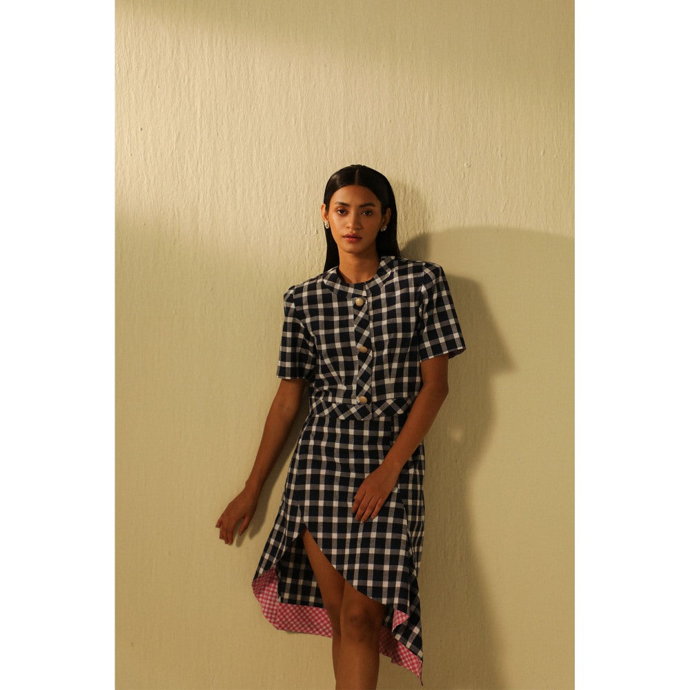 Zaitra Blue & White Check Top