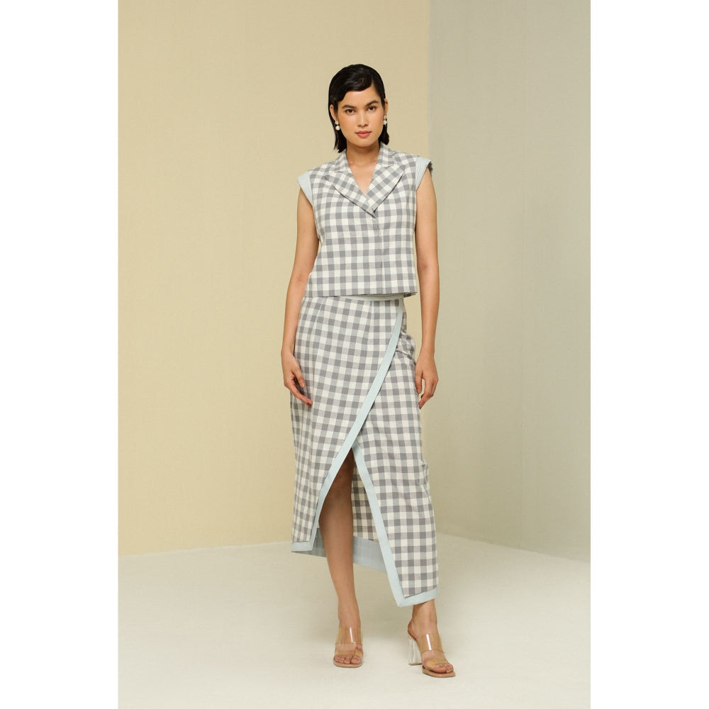 Zaitra Grey & White Check Jacket