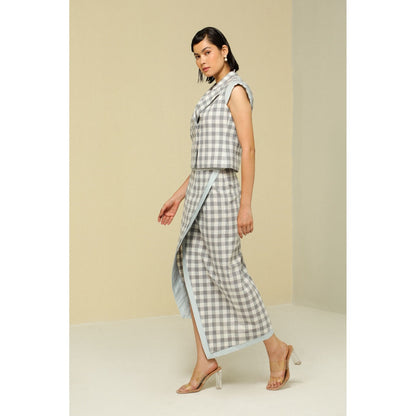 Zaitra Grey & White Check Jacket