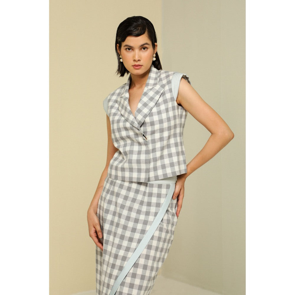 Zaitra Grey & White Check Jacket