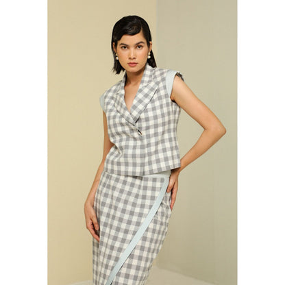 Zaitra Grey & White Check Jacket