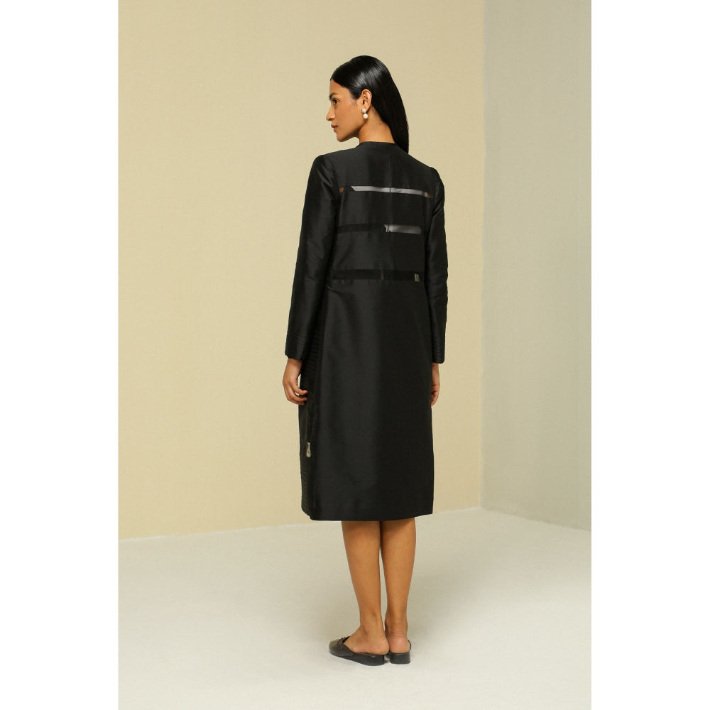 Zaitra Black Stripe Light Weight Reversible Long Jacket