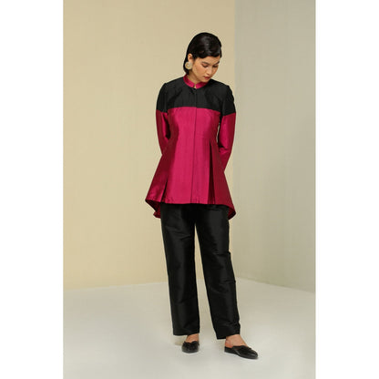 Zaitra Plum Band Collar Jacket