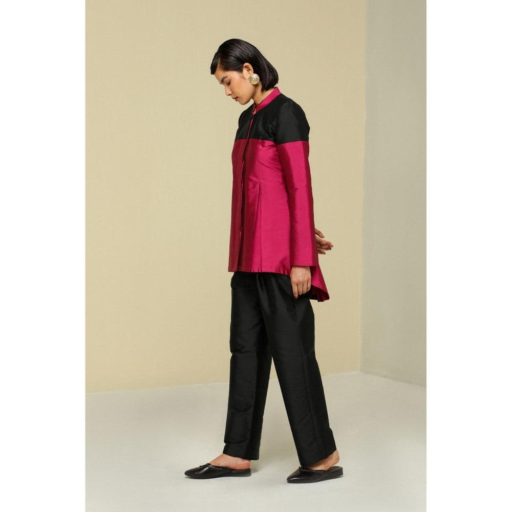 Zaitra Plum Band Collar Jacket