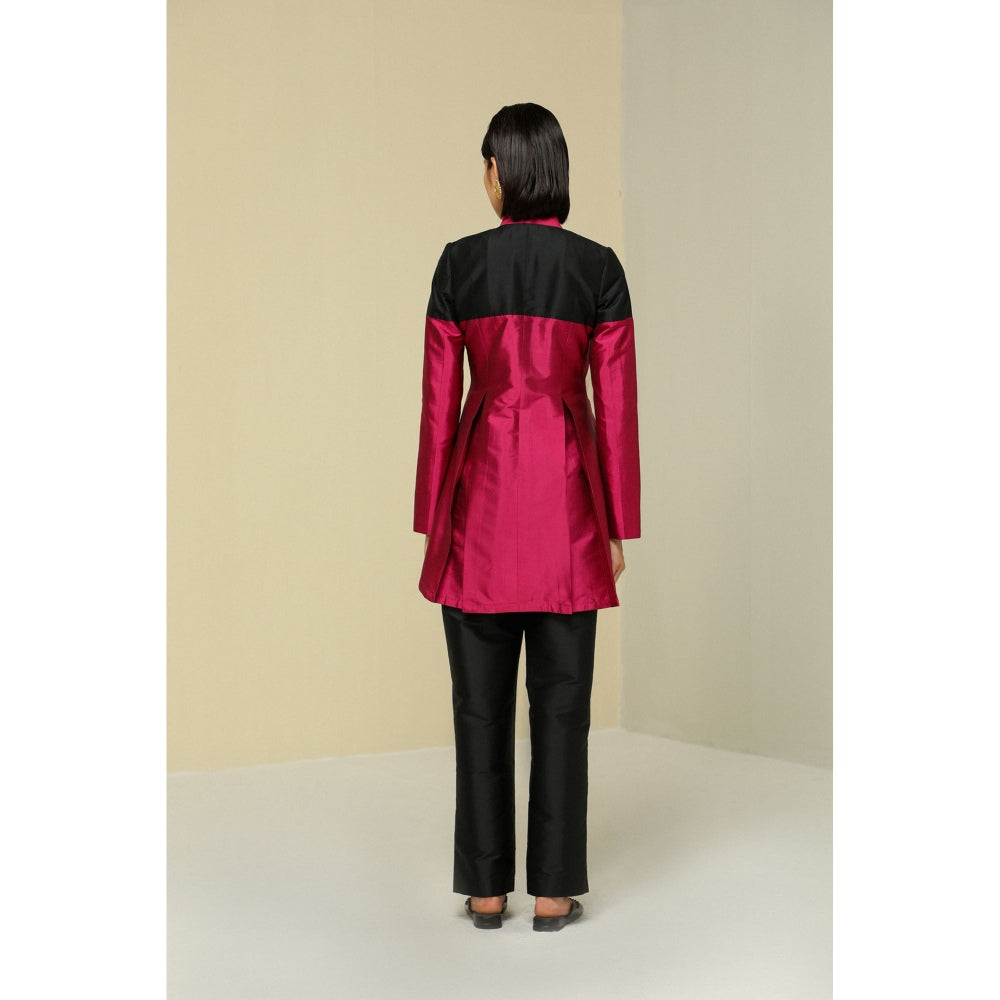 Zaitra Plum Band Collar Jacket