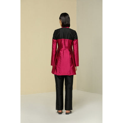 Zaitra Plum Band Collar Jacket