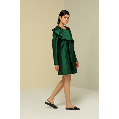 Zaitra Green Ruffle Jacket Mini Dress