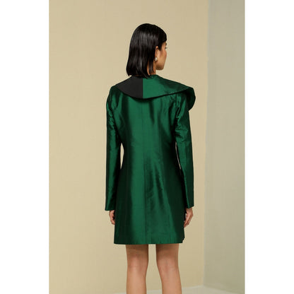 Zaitra Green Ruffle Jacket Mini Dress