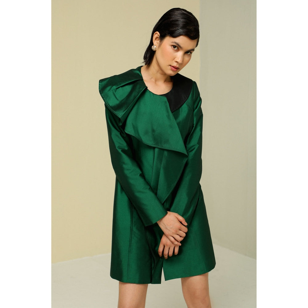 Zaitra Green Ruffle Jacket Mini Dress